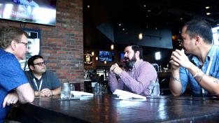 Iizuka and his team, Ben Hur de Souza, Director of Innovation and Digital; Federico Rodriguez, Full Stack Developer; and Jim Foster, Scrum Master, celebrate an accomplishment during lunch at World of Beer.
